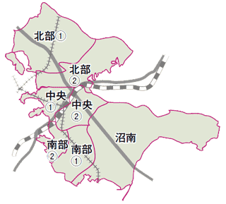 柏市における圏域の図