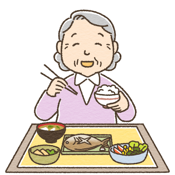 食事をする高齢者女性