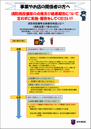 消防用設備等点検結果報告書の流れについて説明したリーフレット1