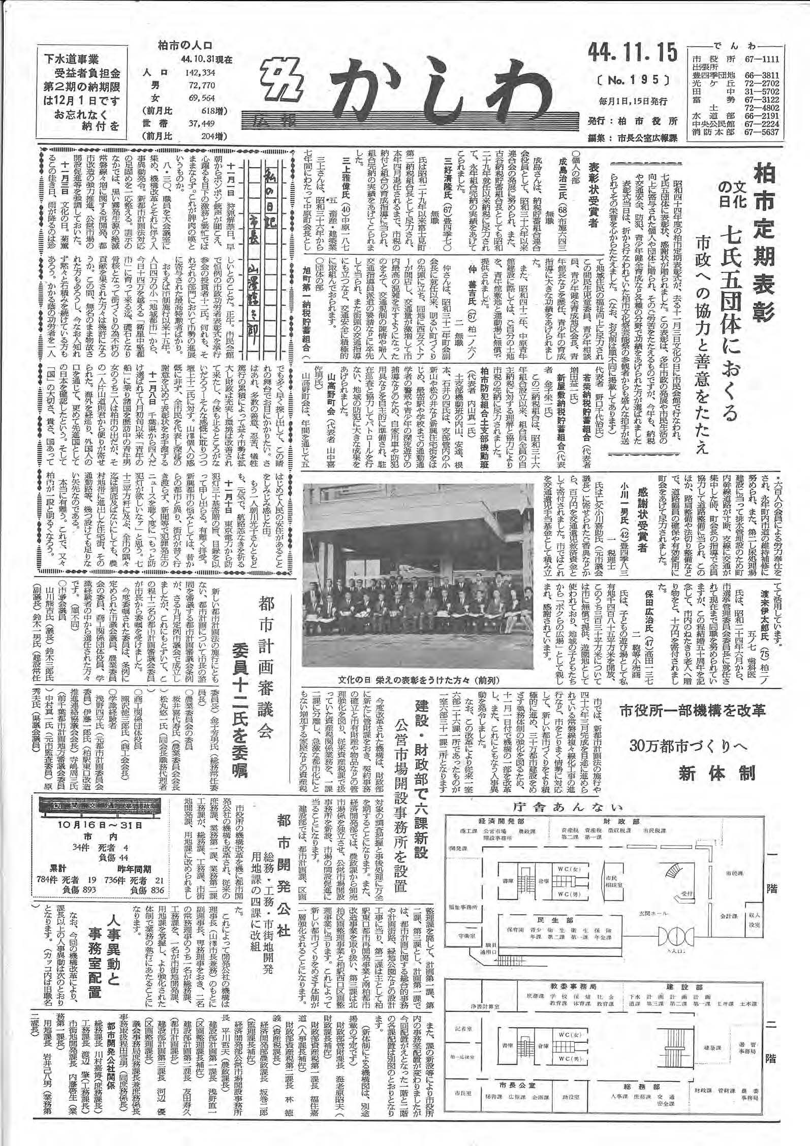 広報かしわ　昭和44年11月15日発行　195号