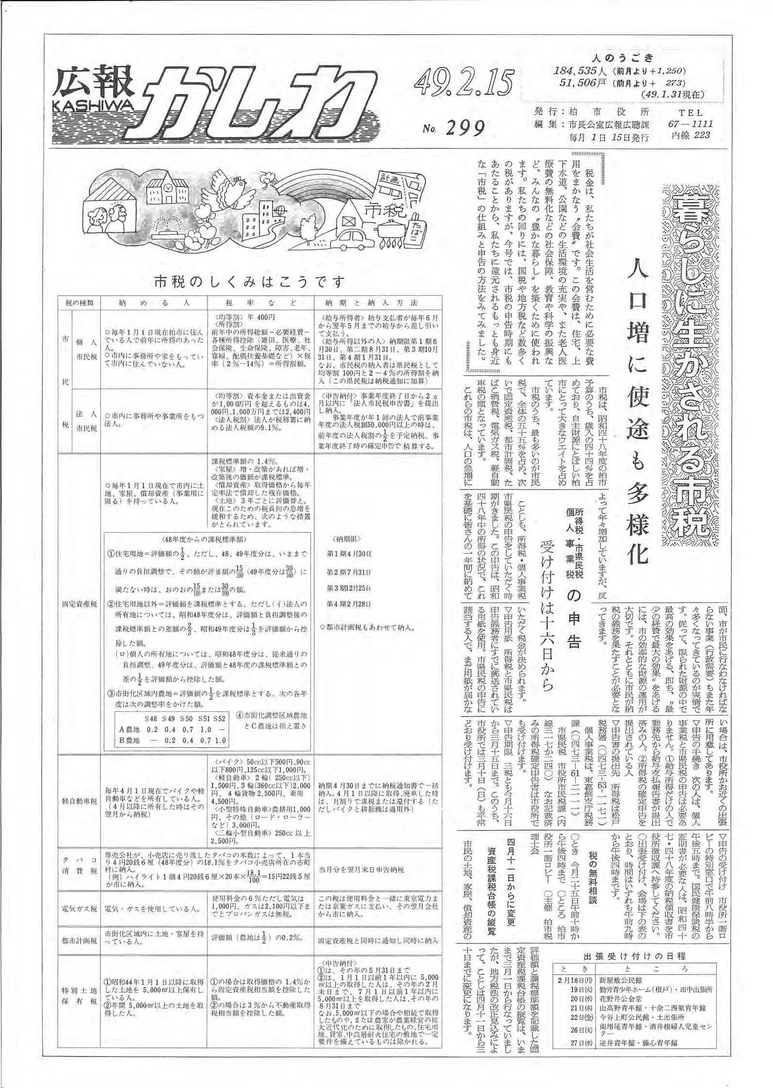 広報かしわ　昭和49年2月15日発行　299号