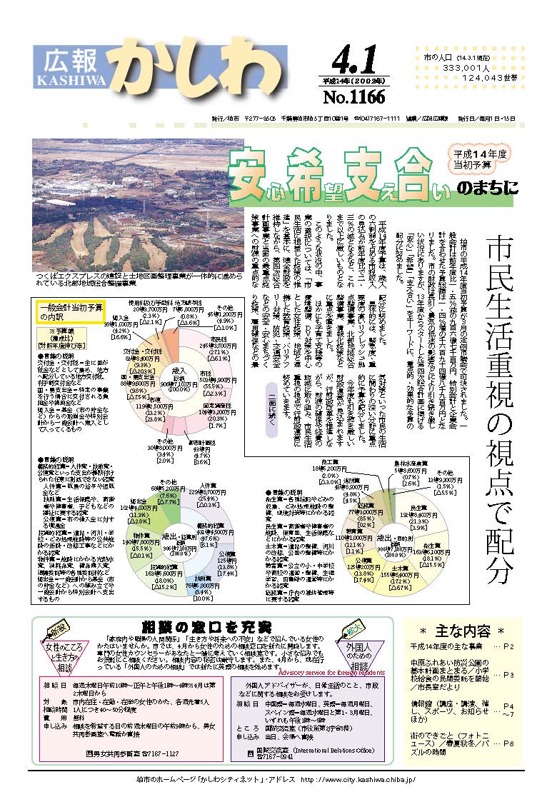 広報かしわ　平成14年4月1日発行　1166号