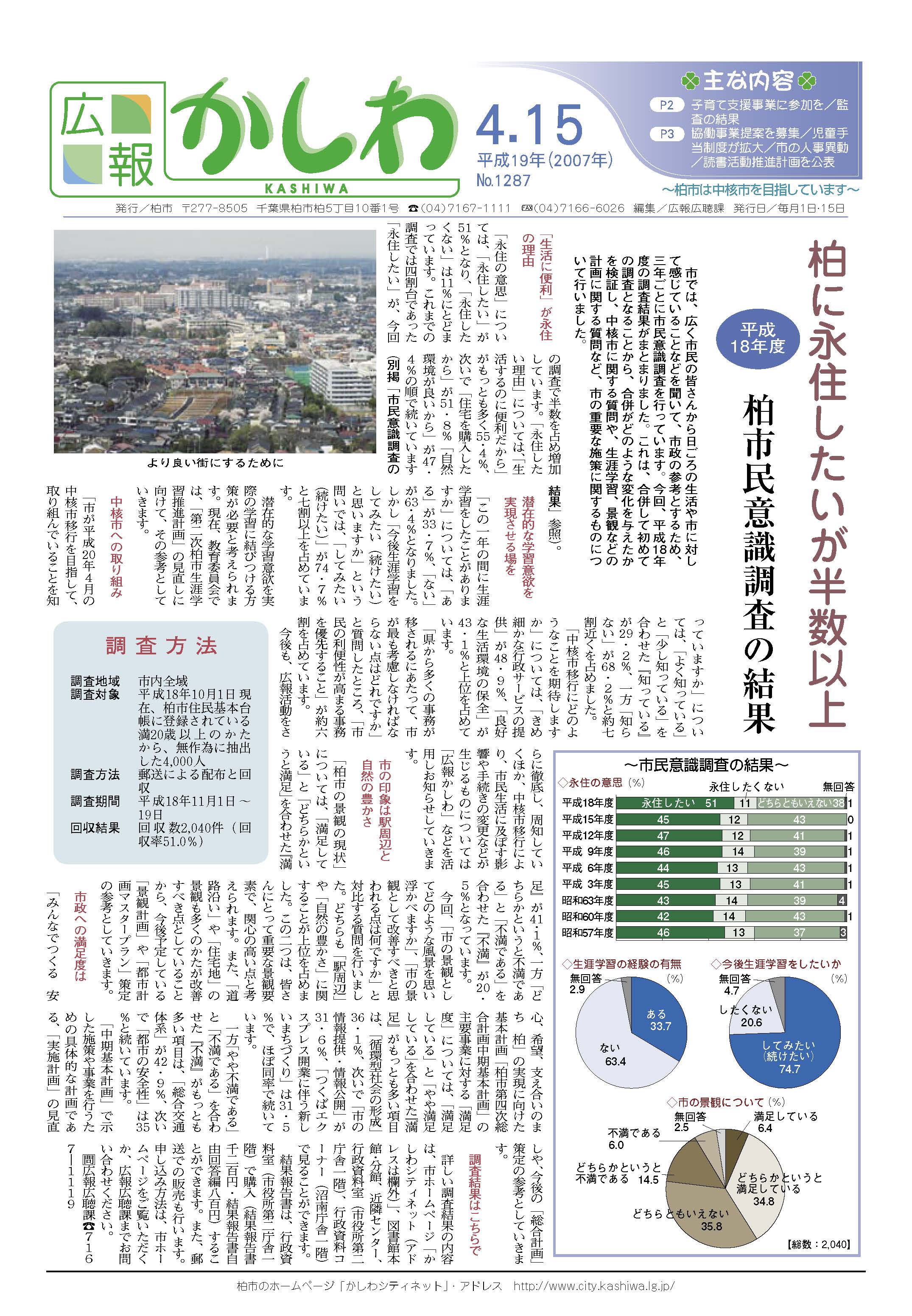 広報かしわ　平成19年4月15日発行　1287号