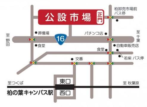 公設市場の場所を示したマップ