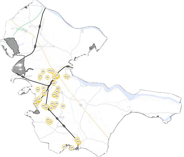 シェアサイクル市内分布図
