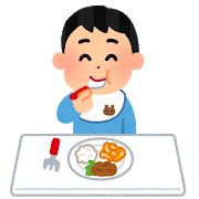 子どもが食事をしているイラスト