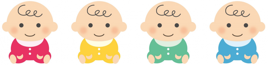 赤ちゃんが並んでいるイラスト